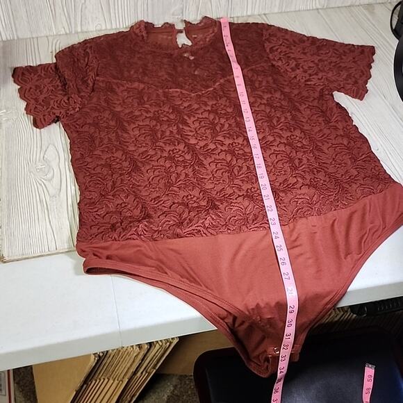 Torrid Brown Lace Short Sleeve Bodysuit Womens Plus Size 3X NWT - Picture 7 of 11